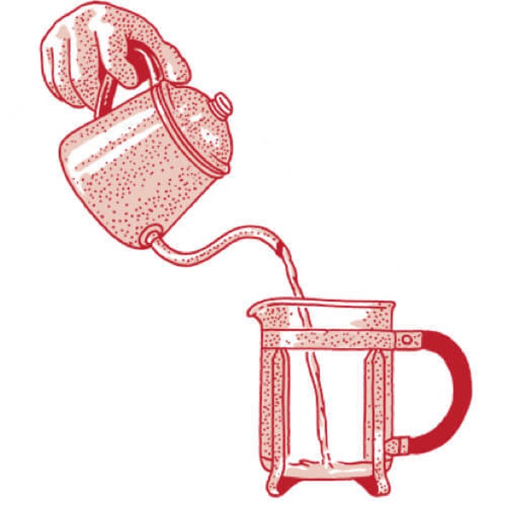 Zagrejite French Press posudu sipanjem otprilike 4cm vrele vode u posudu. Stavite poklopac dok završite sa drugim korakom.